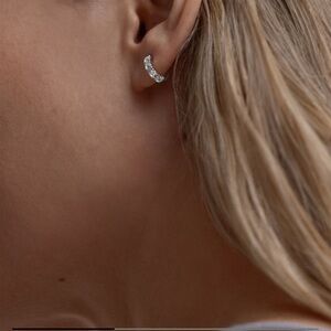 Mejuri Silver Huggie Earrings lab grown sapphire